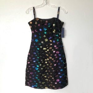 Shoshanna Nyla Metallic Star Strapless Mini Dress in Black Multi Size 4